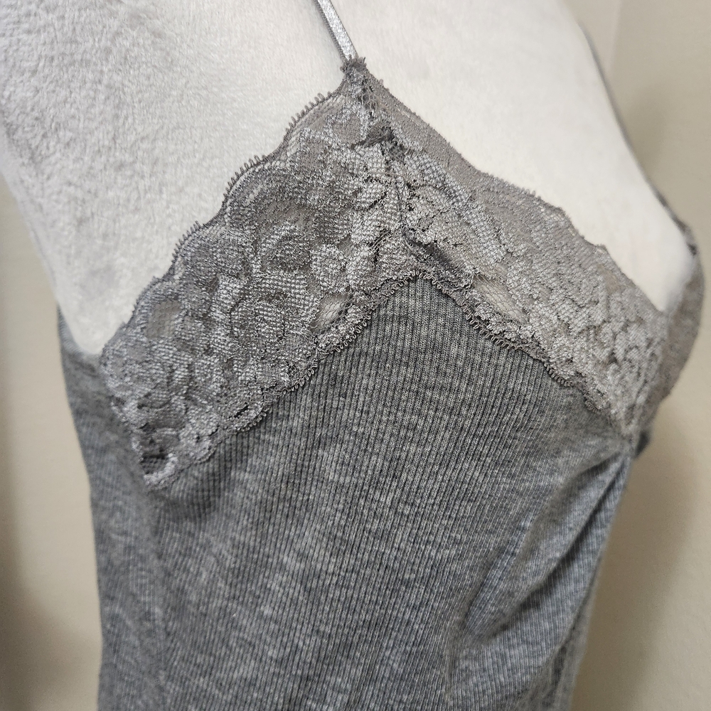 Y2K Babydoll Tank Top Cami Lace Trim Stretch Large Fitted Bella Preppy Dainty - Picture 3 of 12